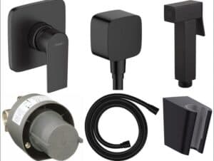 Комплект гігієнічного душу Hansgrohe Vernis Shape з лійкою Noken Square 20220002 Matt Black